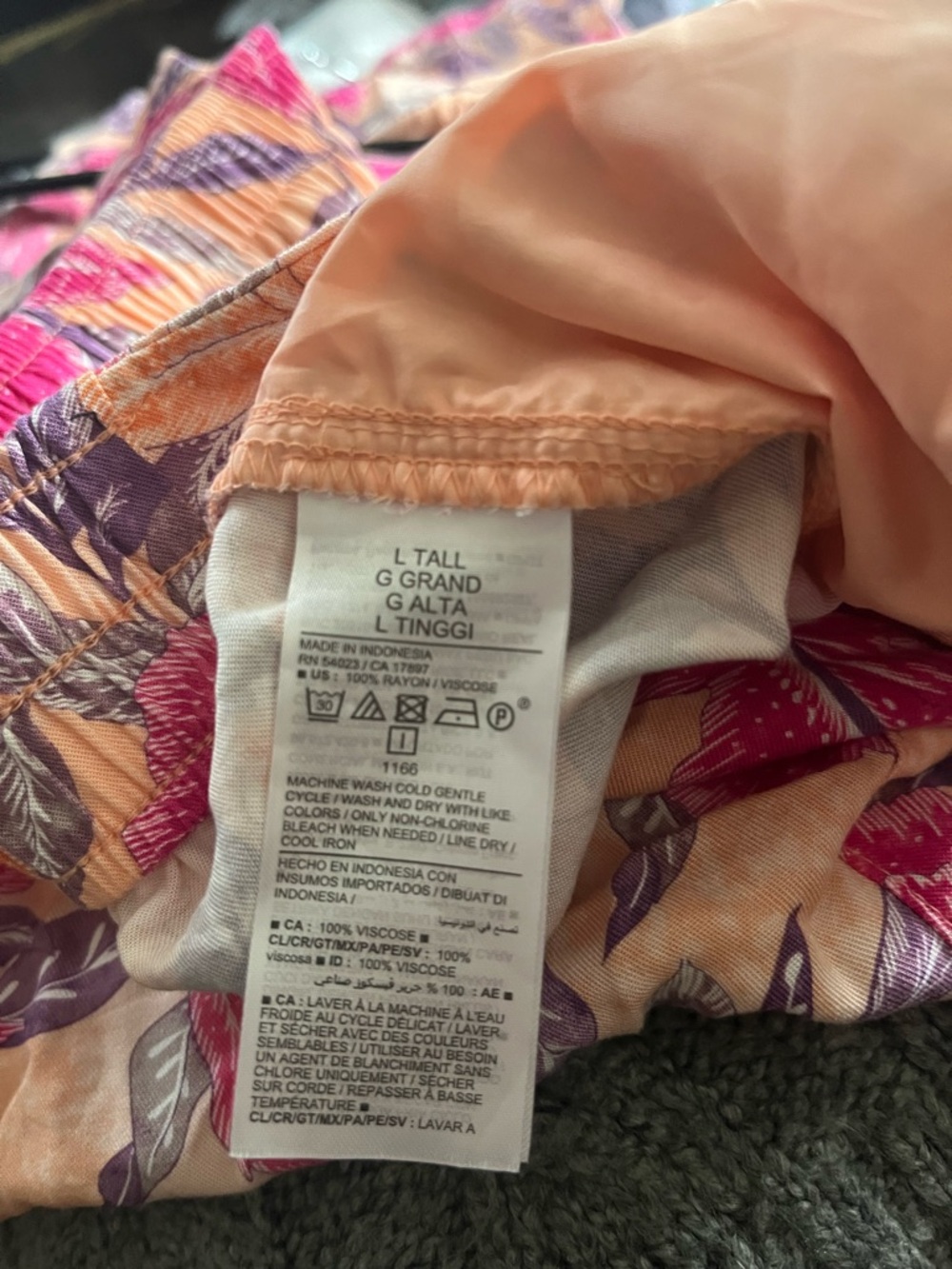 Old Navy Boho Floral Wide Leg Pants Large Pink Orange Vacation Resort Beach - Picture 7 of 8